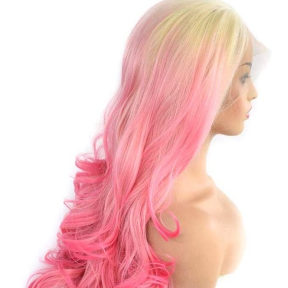 ♥️ 24” HOT PINK OMBRÉ CURLY  LACE  FRONT WIG *NEW*
